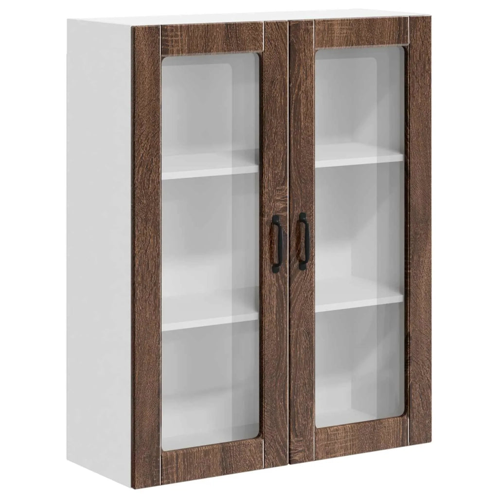 Pensile da cucina | Mobile in vetro da parete LUCCA Rovere Marrone 80 x 31 x 100 cm