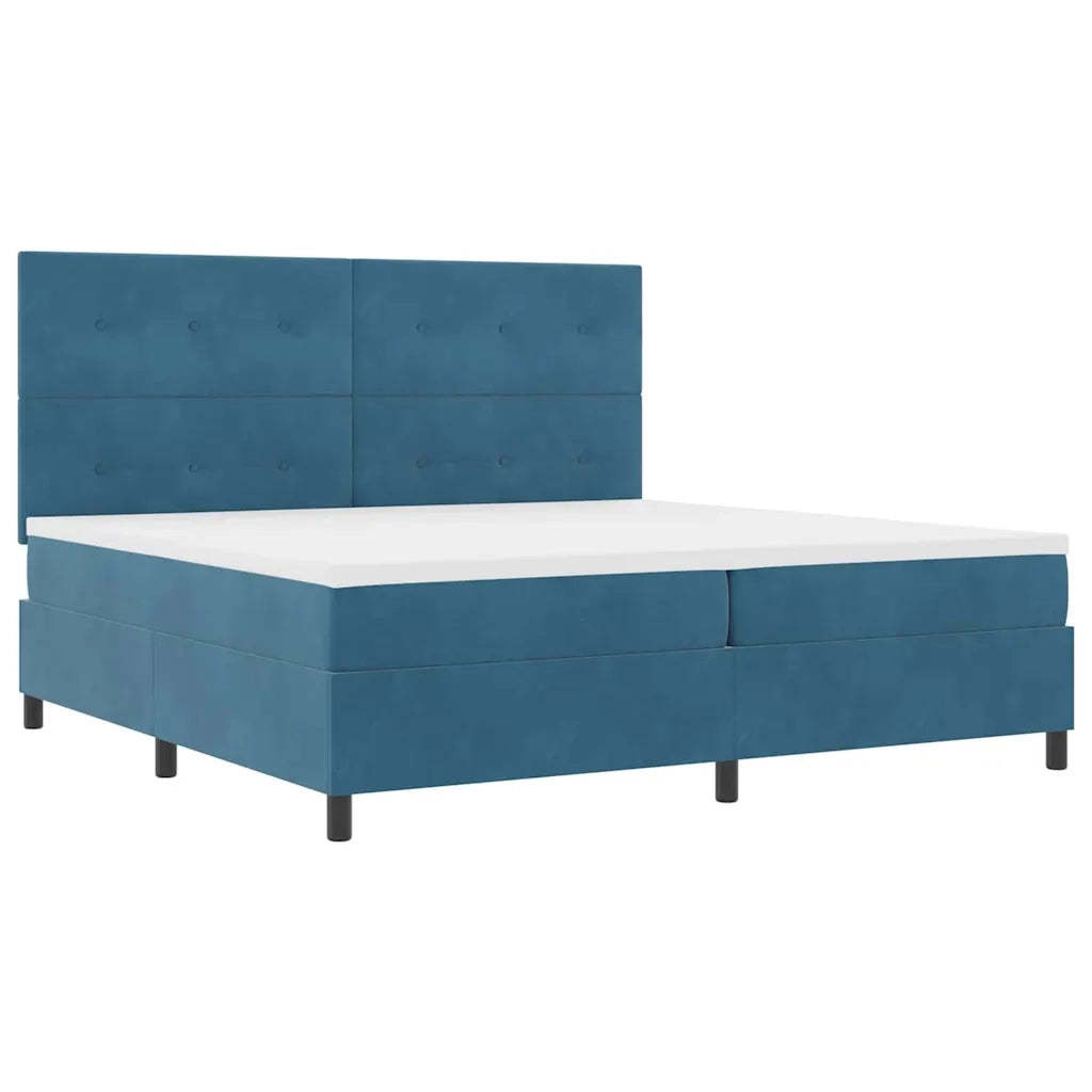 Letto a Sorgente LED Blu Scuro 200 x 200 cm Velluto 3343338