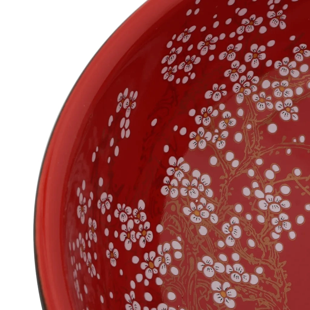 Lavabo da Appoggio Nero e Rosso Rotondo ¦µ41x14 cm Ceramica CFW2875939