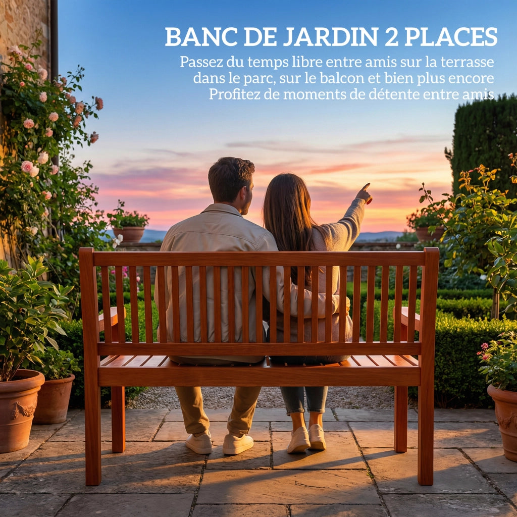 Panchina da Giardino 2 Posti ¨C zephmum ¨C Legno Marrone Chiaro con Cuscini