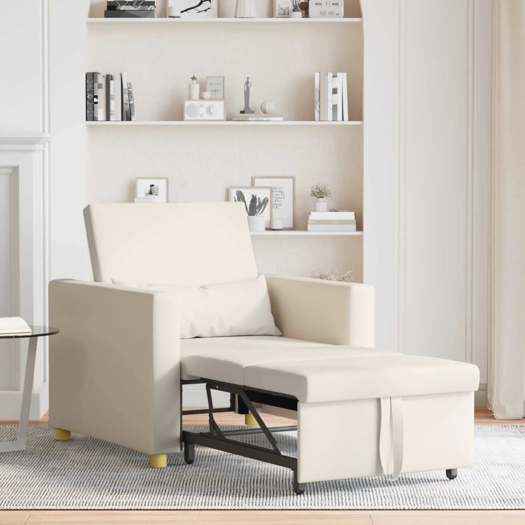 Divano letto | Sof¨¤ letto | Letto singolo estraibile singolo Bianco crema 90 x 165 x 87 cm