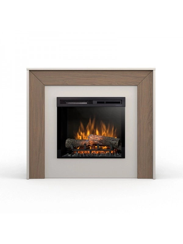 ZUNI - Camino Elettrico Riscaldante Da Pavimento Autoportante a LED - 23" - 108,2 x 93,5 x 27,5  - Cashmere - Rovere