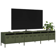 vidaXL Mobile TV Verde Oliva 202x39x43,5 cm Acciaio Laminato a Freddo