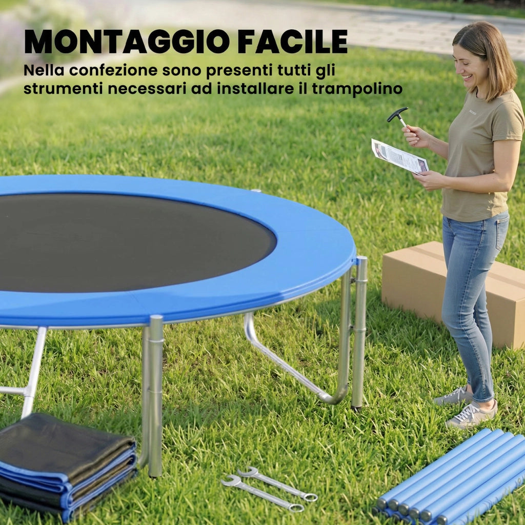 Trampolino da giardino 305 cm con rete ¨C zephmum ¨C Grigio