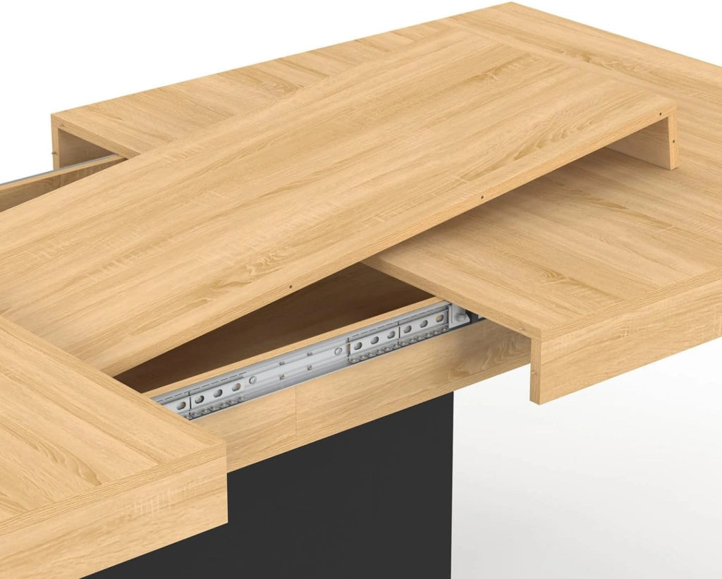 Tavolo da pranzo rettangolare allungabile EDEN 6-10 persone in legno e nero 160-200 cm