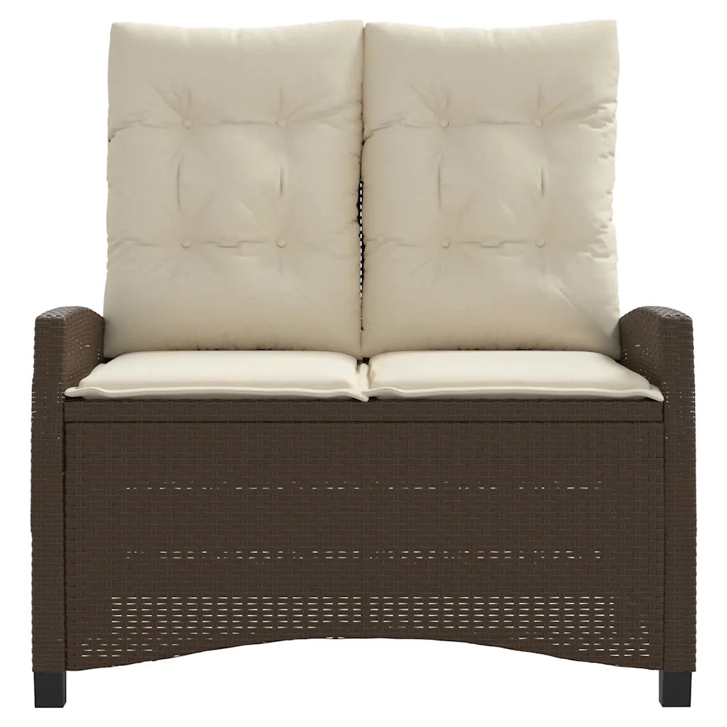Panca Reclinabile da Giardino con Cuscini Marrone in Polyrattan 368227