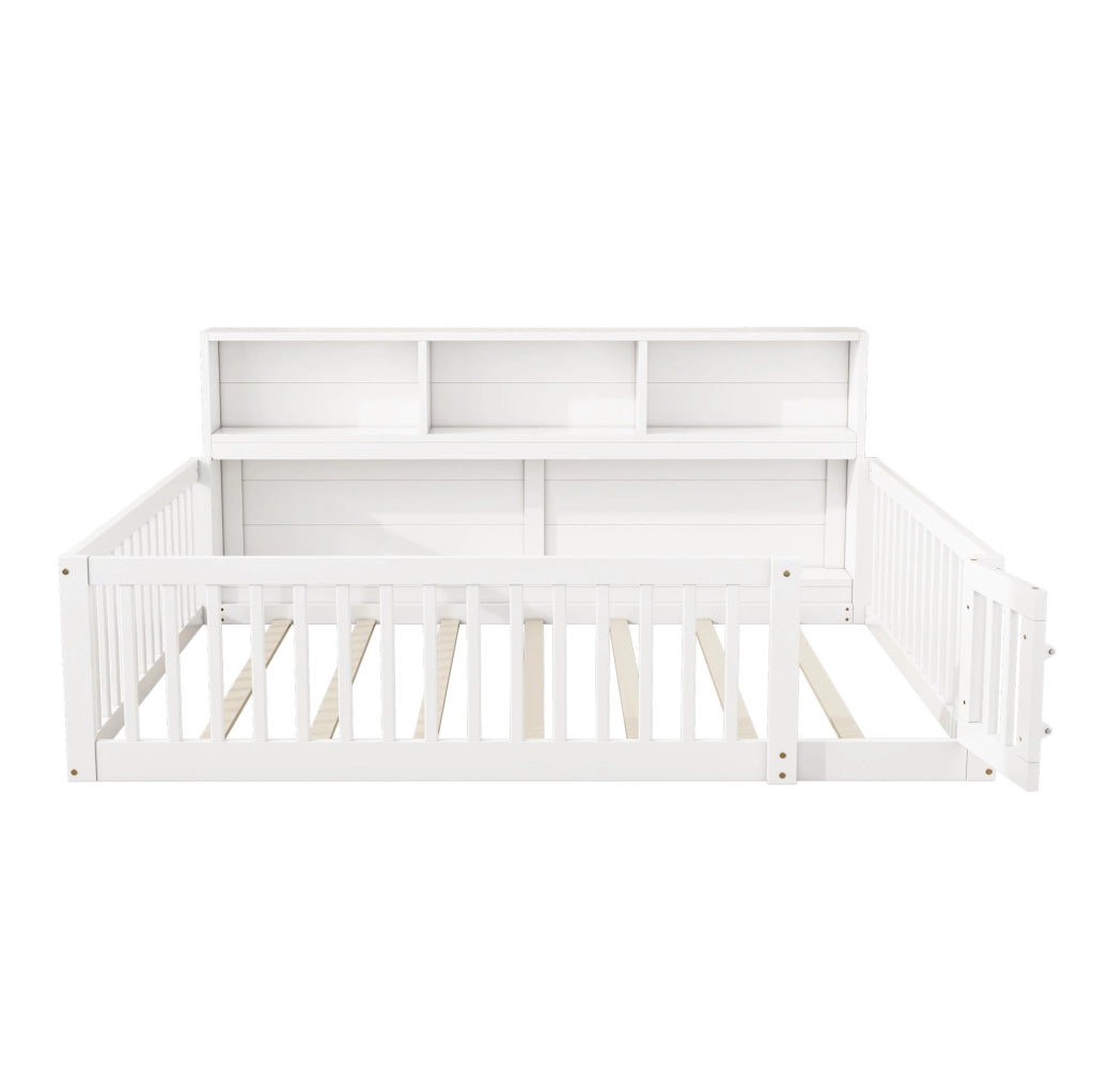 Letto da giorno 140x200 cm; con sponde e vano contenitore; legno di pino e MDF; bianco (Senza materasso)