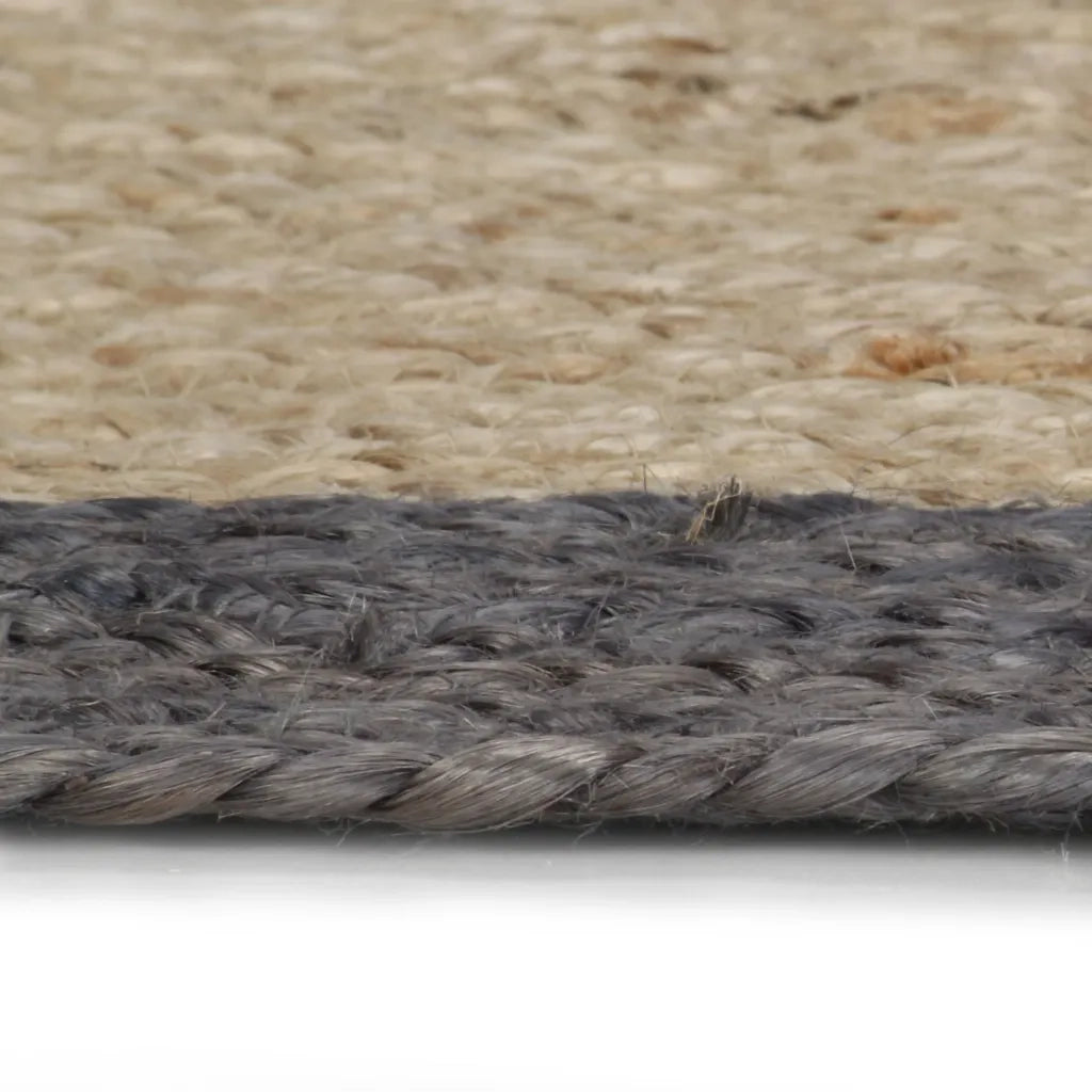 Tappeto del soggiorno | Tappeto Lavorato a Mano in Juta con Bordo Grigio Scuro 120 cm