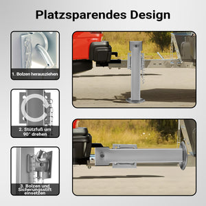 Stabilizzatori rimorchio, Set 2 piedi di supporto pieghevoli max 1350 kg a piede