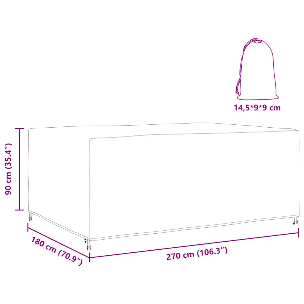 vidaXL Copertura per mobili da esterno Nero 270 x 180 x 90 cm 210D