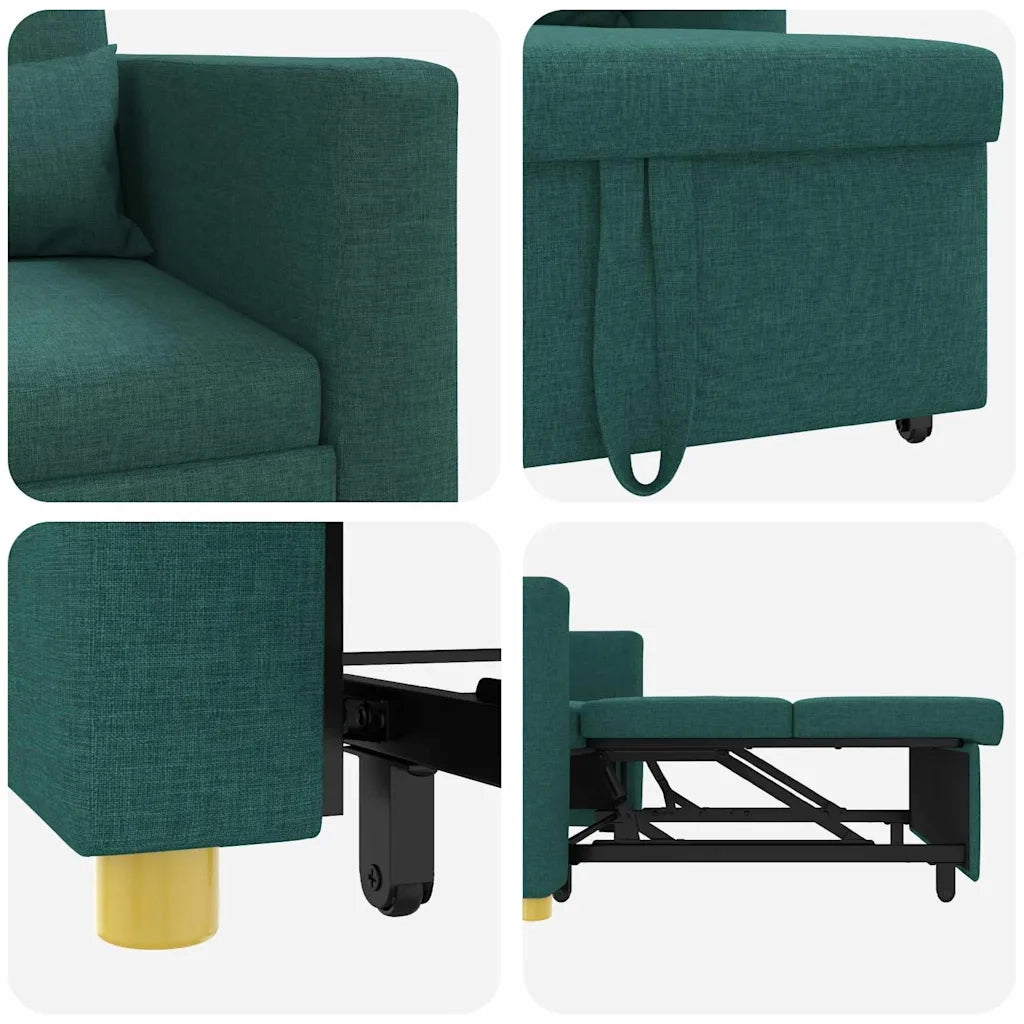 vidaXL Divano Letto Singolo Verde scuro 90 x 165 x 87 cm Tessuto
