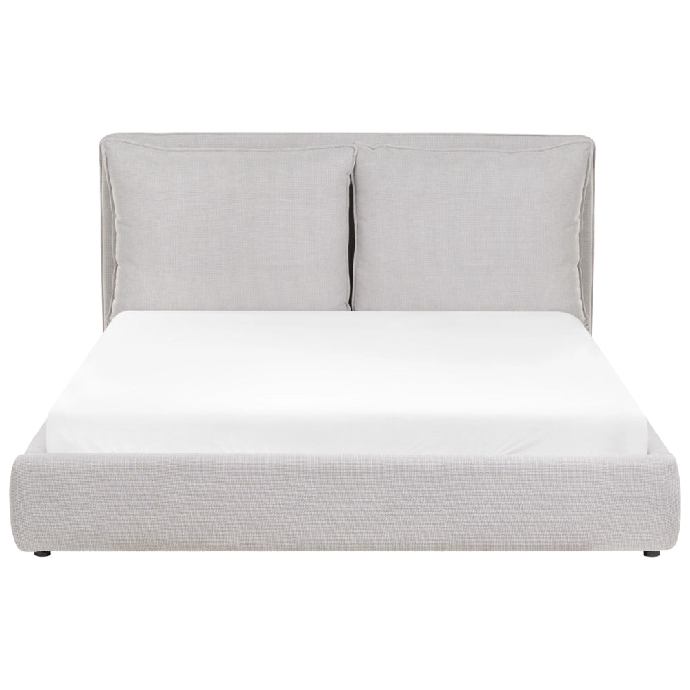 Letto matrimoniale bouclè grigio chiaro con testiera imbottita 160 x 200 cm camera da letto moderna
