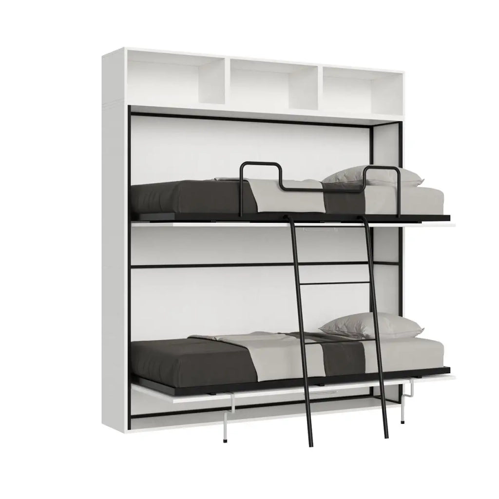 Letto doppio a scomparsa Kando comp.I bianco frassino