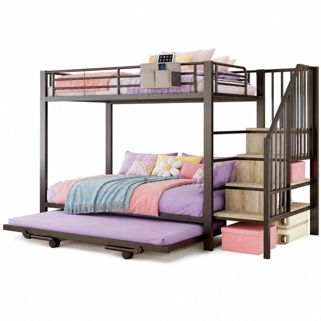 Letto a castello 90x200 cm con letto estraibile 180x200 nero