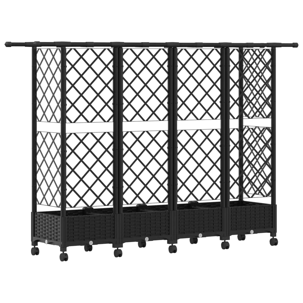 Letto Rialzato con Griglia e Tetto Nero 202,5 x 40 x 127 cm PP 3423161