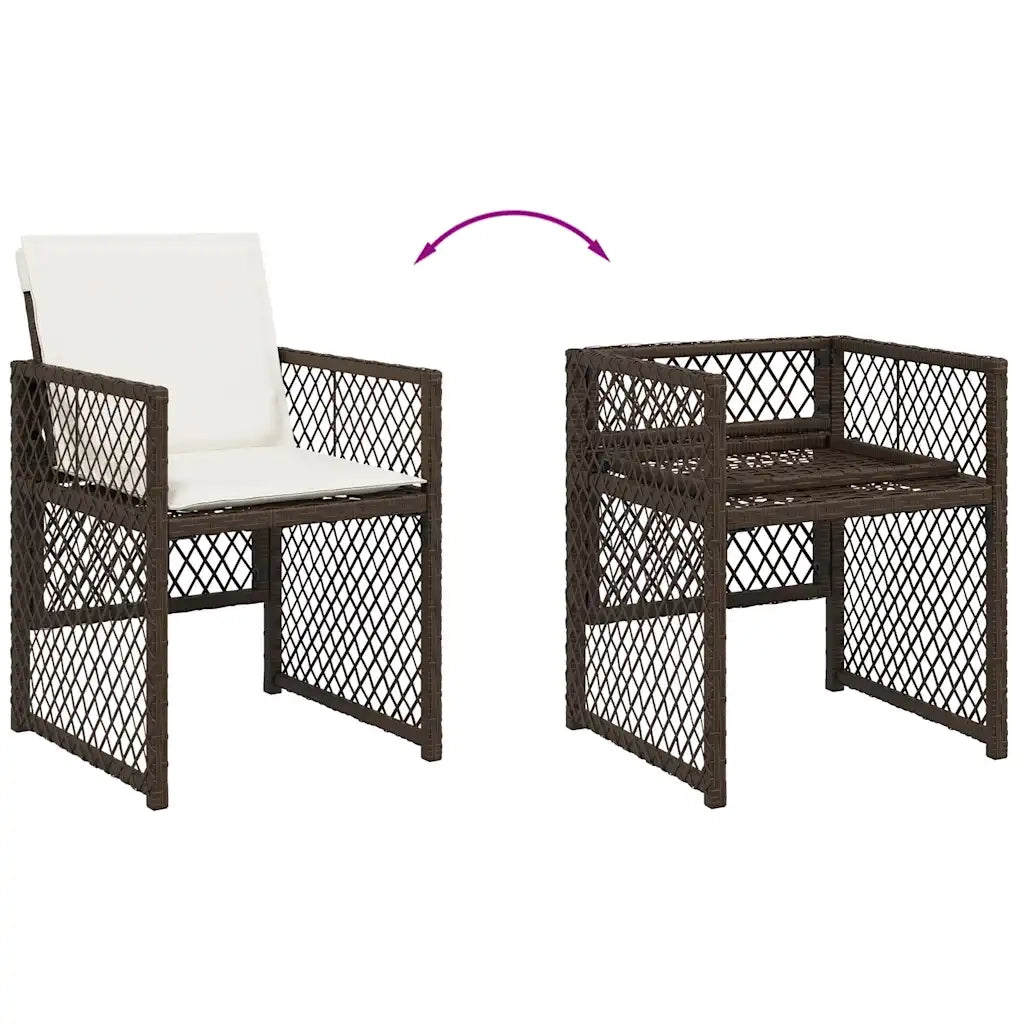 vidaXL Set da Pranzo da Giardino 11 pz con Cuscini Polyrattan Marrone