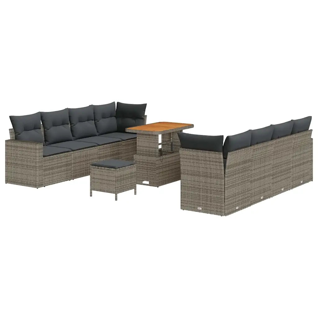 Set Divano da Giardino con cuscino 12 pcs Grigio polyrattan