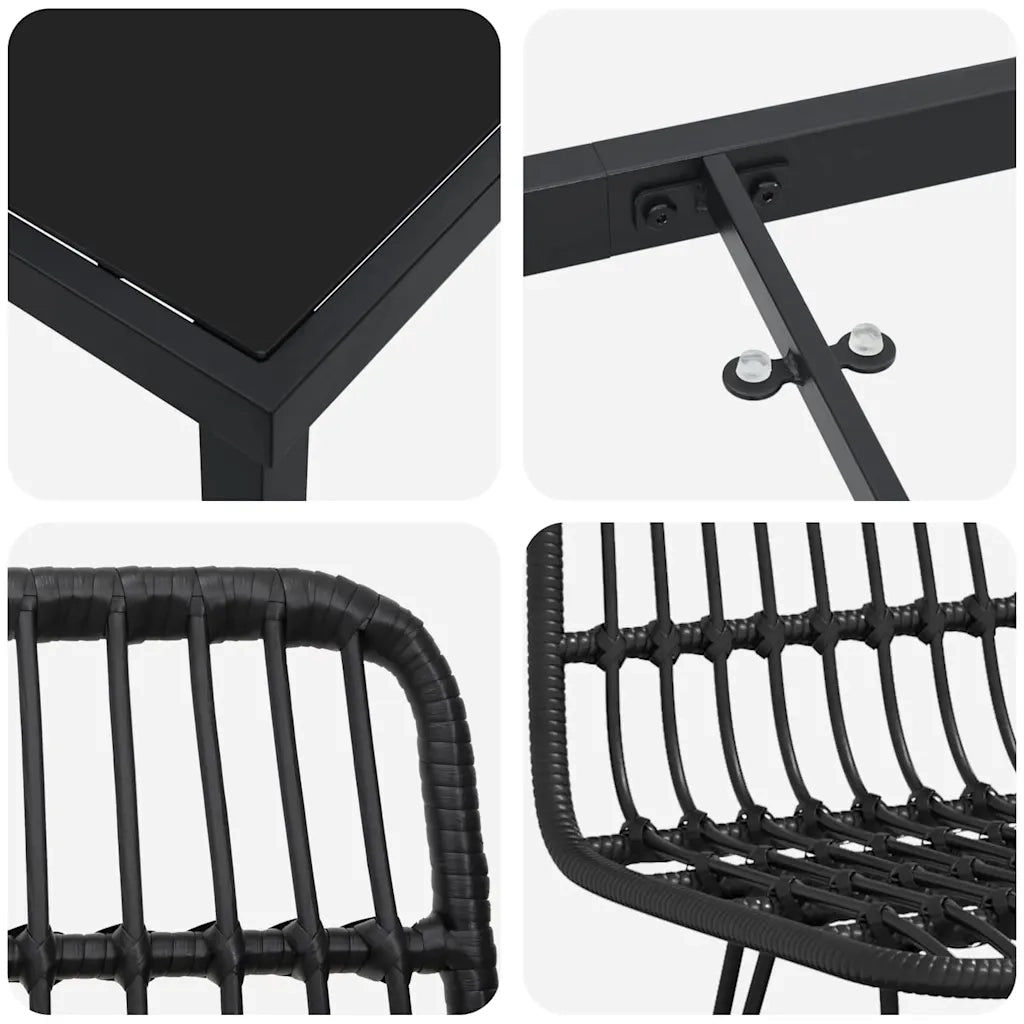 Set da Pranzo per Giardino 3 pcs Nero 3379198