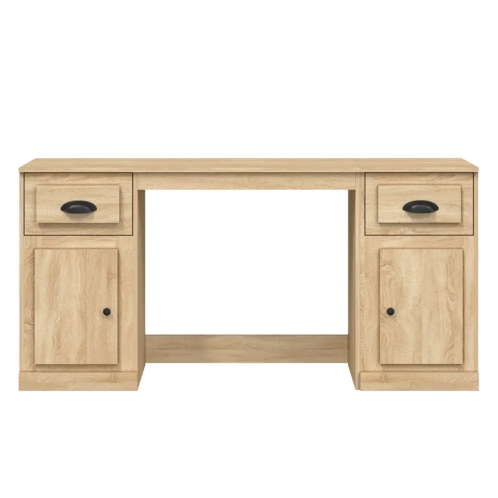 Scrivania | Tavolo da Ufficio con Armadietto Rovere Sonoma in Legno Multistrato
