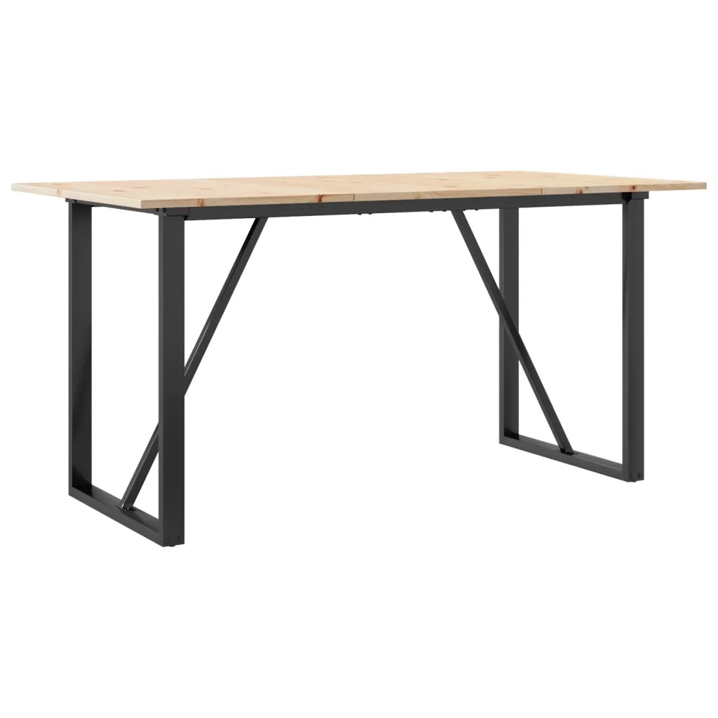 Tavolo da Pranzo Telaio a O 160x80x75 cm Legno Pino e Acciaio