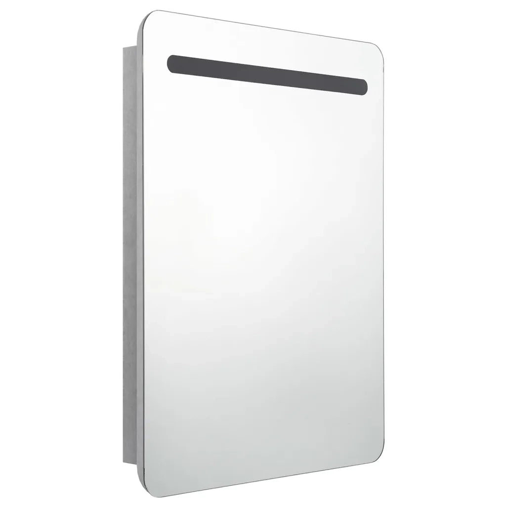 Armadietto Bagno con Specchio e LED Grigio Cemento 60x11x80 cm 326502