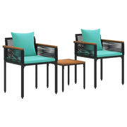 Set di Mobili da esterno | Set Salotto da Giardino con cuscino Nero e Turchese polyrattan