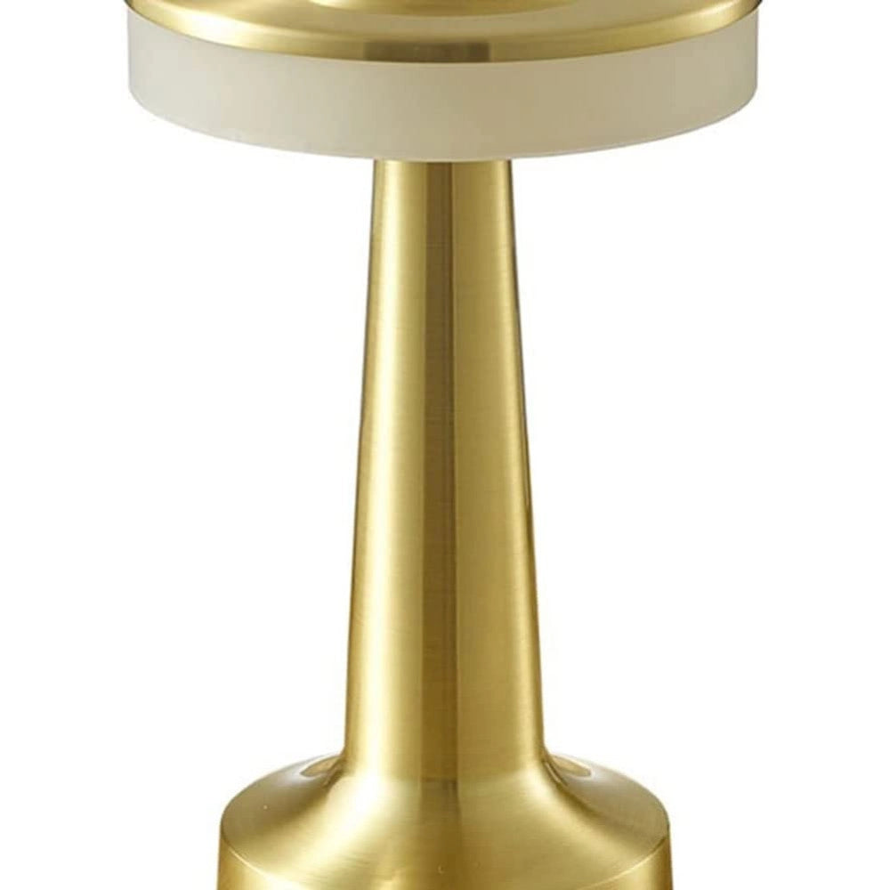 Trade Shop - Lampada Da Tavolo Effetto Oro Ricaricabile Usb Lume Luce Calda Per Bar Locali -