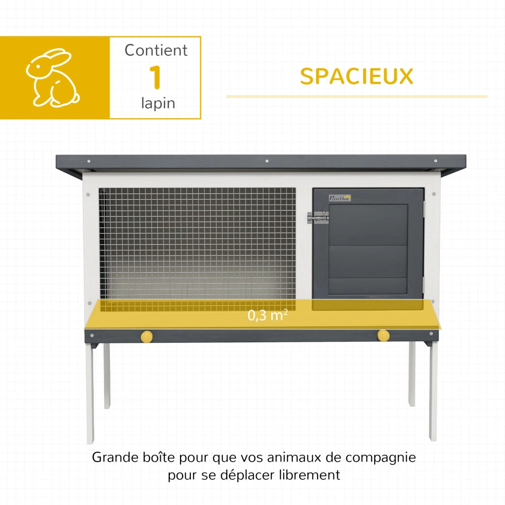 Gabbia per conigli con tettuccia apribile e porta ¨C zephmum ¨C 90x45x65 cm grigio scuro e bianco