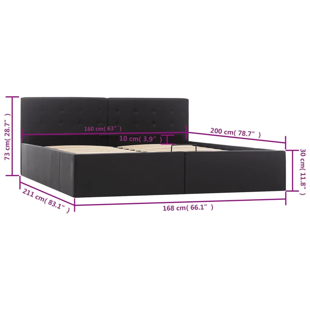Giroletto con Contenitore Idraulico Nero Similpelle 160x200 cm 285514