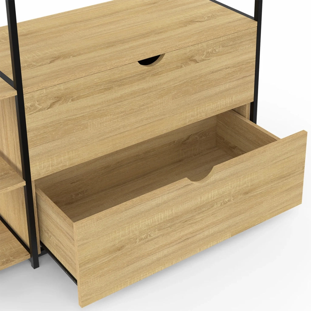 IDMarket - Armadio con ripiani L. 113 cm DETROIT 2 cassetti design industriale