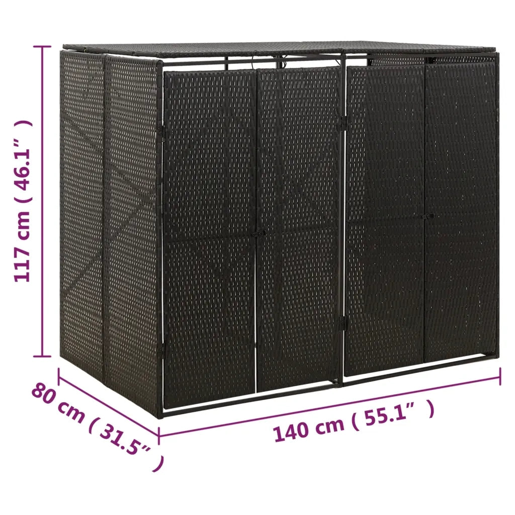 Copribidone Doppio Nero 140x80x117 cm in Polyrattan CFW7859895