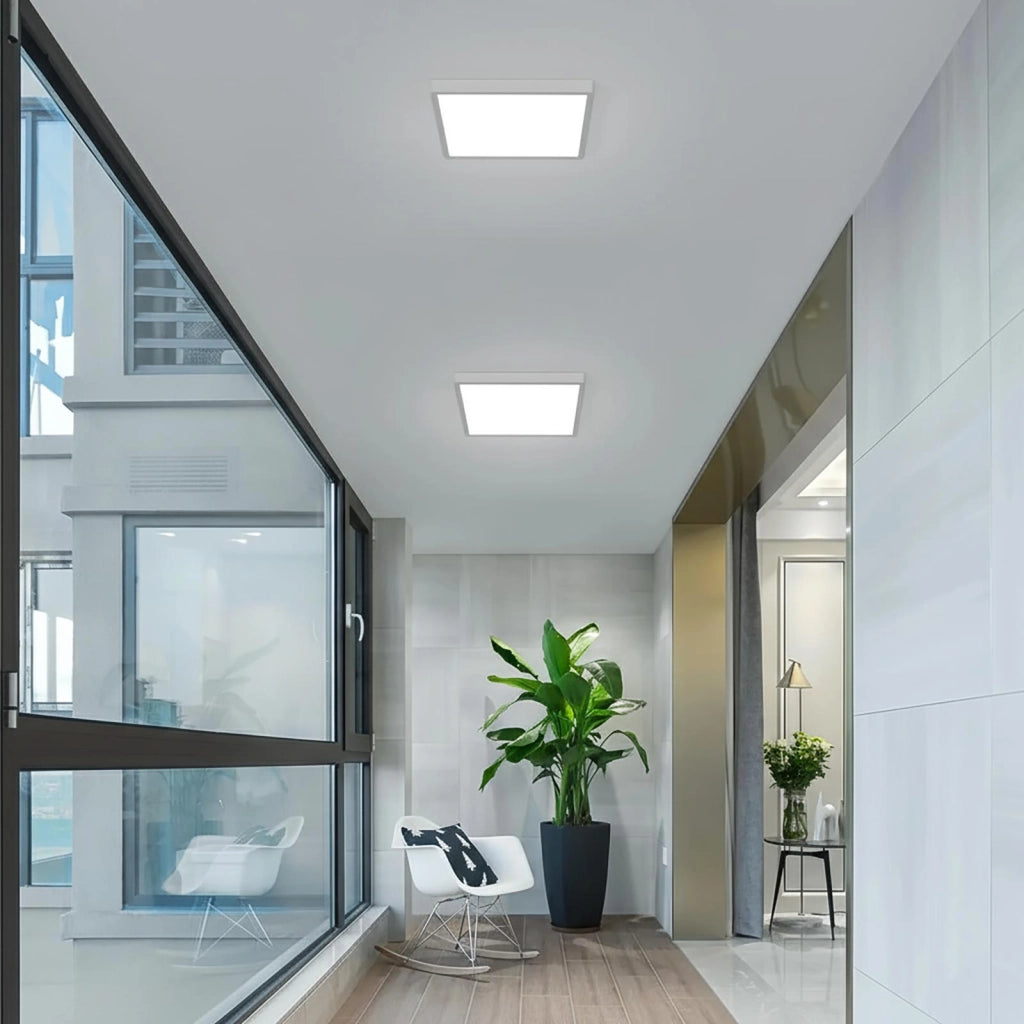 Plafoniera quadrata sottile design moderno LED 45W CCT IP40 lampada slim soffitto luce bagno cucina ufficio 45cm