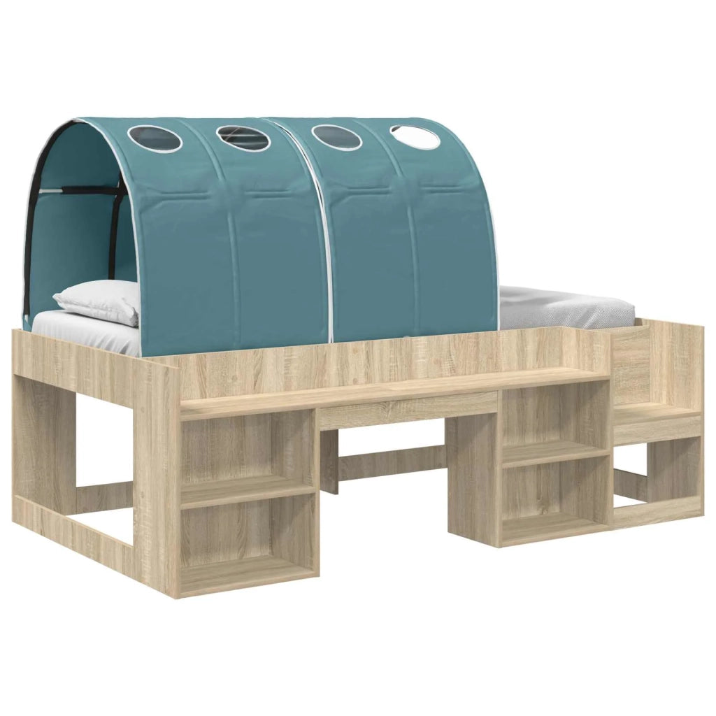 Letto con Tunnel con lo scaffale 3 pz Rovere Sonoma e Azzurro 3423612