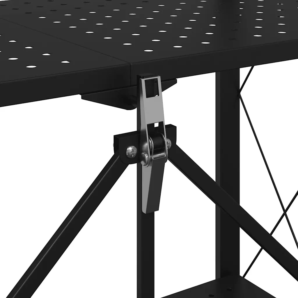 Scaffale portaoggetti con ruote nero 71x34x88 cm in acciaio 4012385