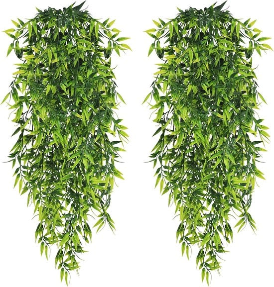 340 cm Kunsthangplanten a fiori di plastica - Bambù artificiale per interni e esterni - Decorazione estetica per casa, giardino, muro - Pacchetto da 4