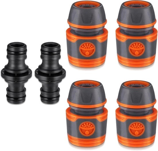 Connettore per estensione di tubo per irrigazione 6 pezzi, 13 mm (1/2 pollice), con connettori per inizio e fine del tubo.