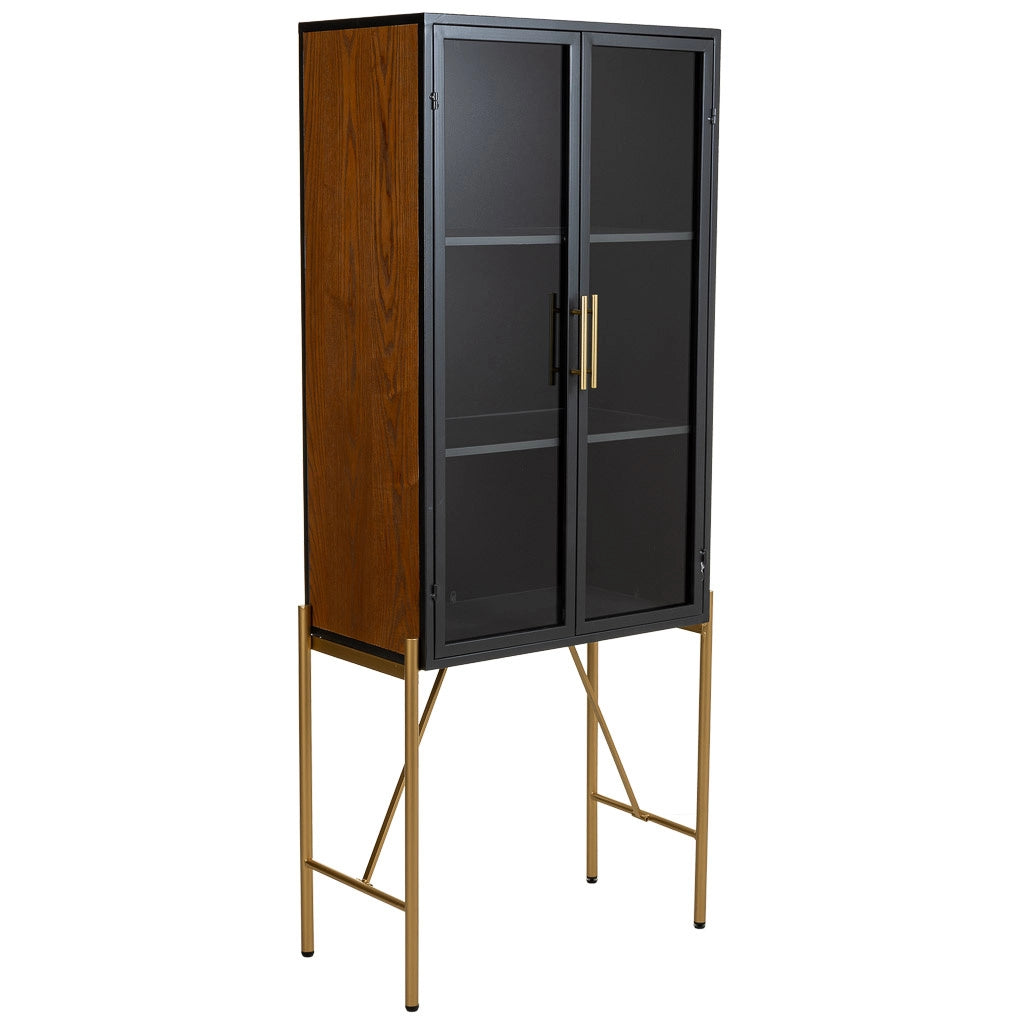 Armadio in legno e metallo marrone 64x35x155h