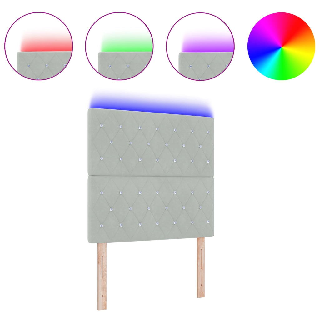 Testiera LED Grigia Chiara 100 cm Velluto