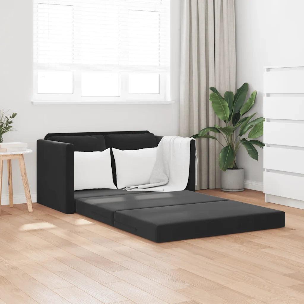 Divano letto | Sof¨¤ letto | Letto singolo da Terra 2 in 1 Nero 122x204x55 cm Velluto