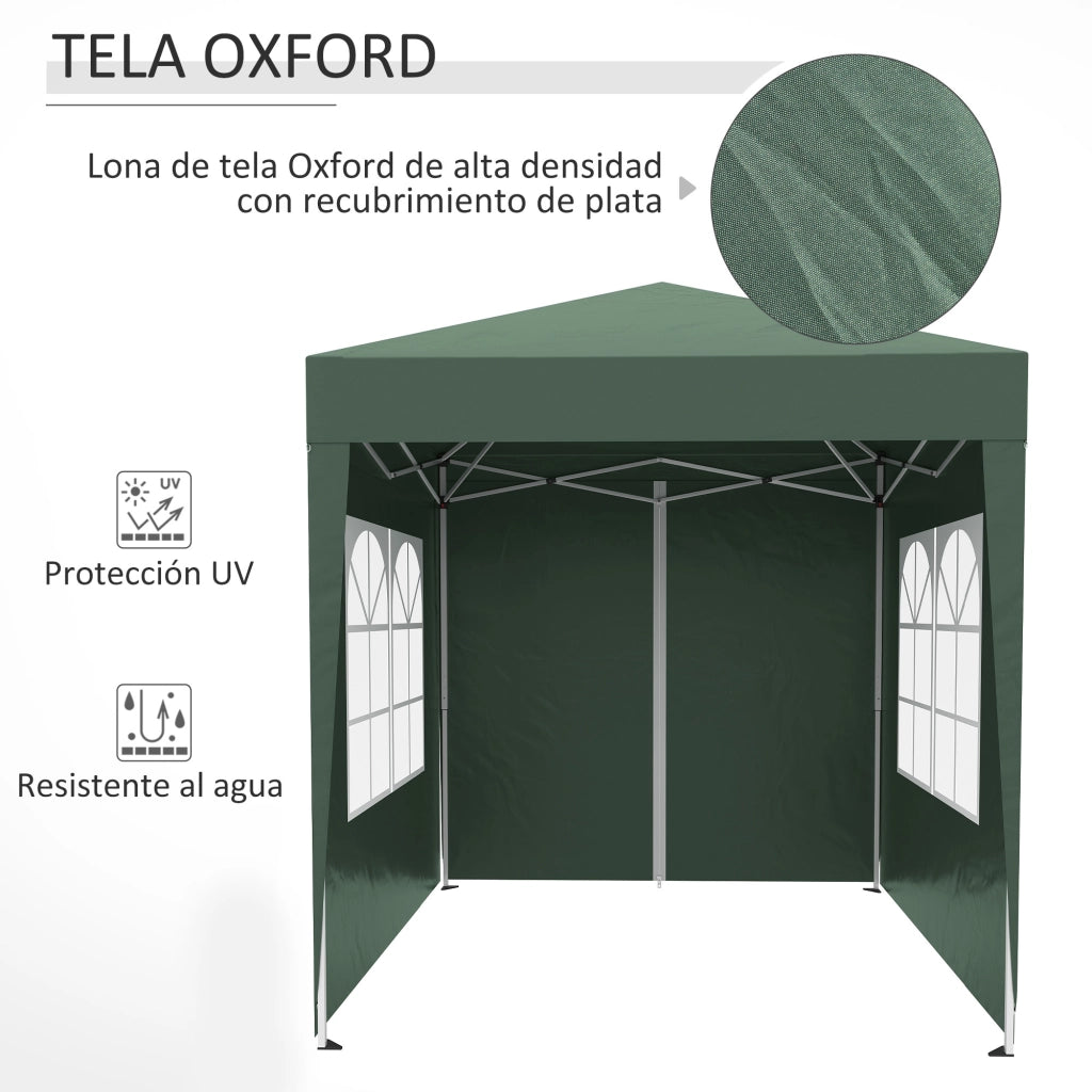 Gazebo da giardino con 4 pareti ¨C Zephmum ¨C Verde, Oxford, 200x200 cm
