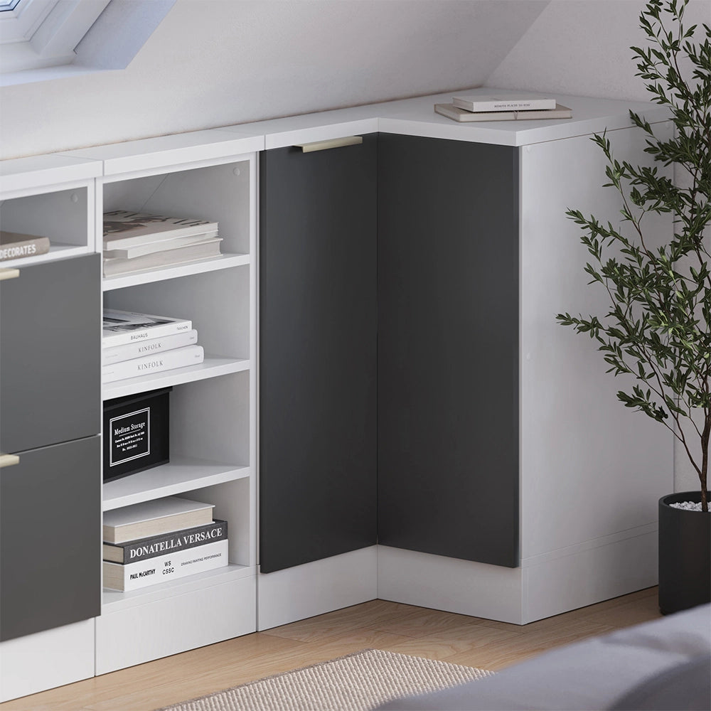 Mobile sottotetto Mobile angolare Rion Antracite-oro/Bianco 75.6 x 83.8 cm con 1 porta Vicco