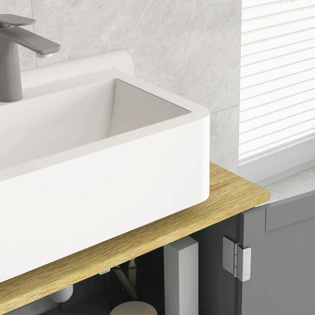 Mobiletto sottolavabo 2 ante ripiano regolabile grigio ¨C zephmum ¨C 60x30x60 cm