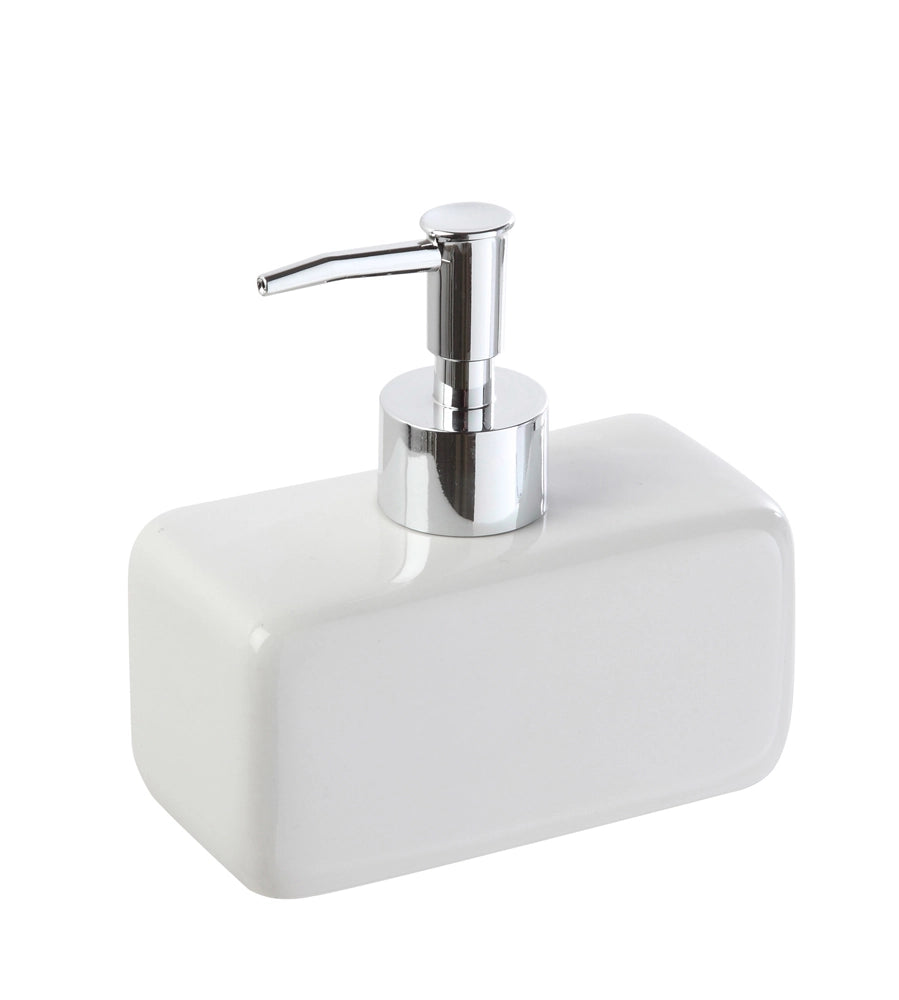 Dispenser Sapone Liquido Rettangolare In Ceramica Bianco Dublino