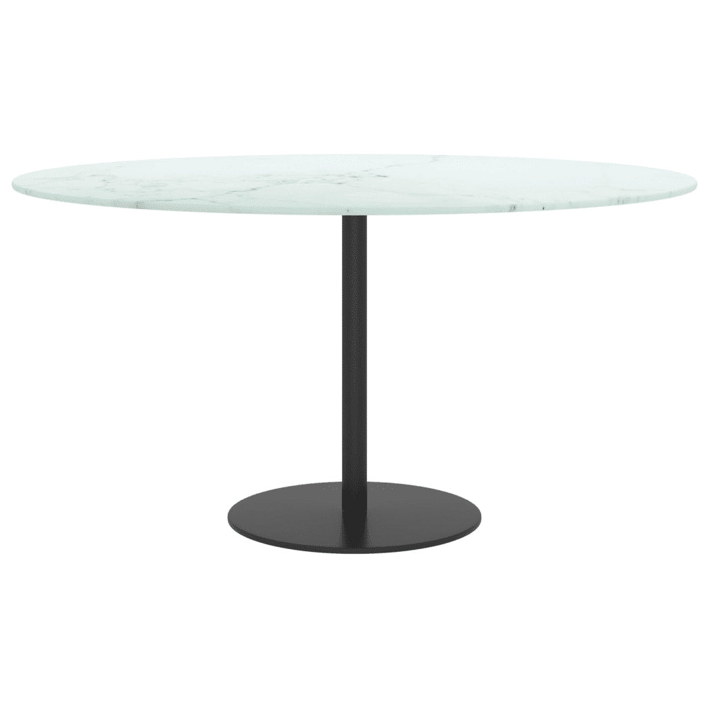 Piano per Tavolo Bianco Ø80x1 cm Vetro Temperato Design Marmo 322250