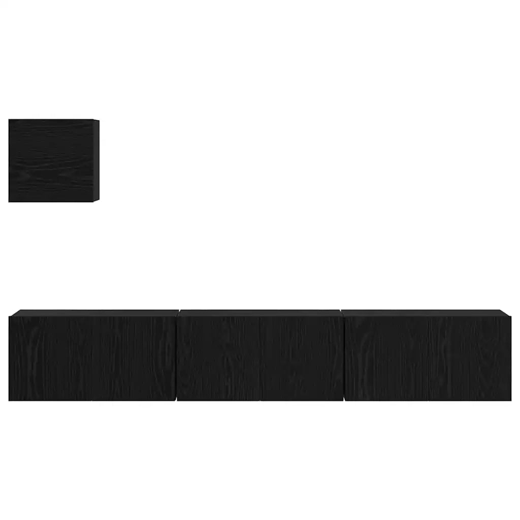 Set mobile TV 4 pcs Rovere Nero Legno multistrato 3393148