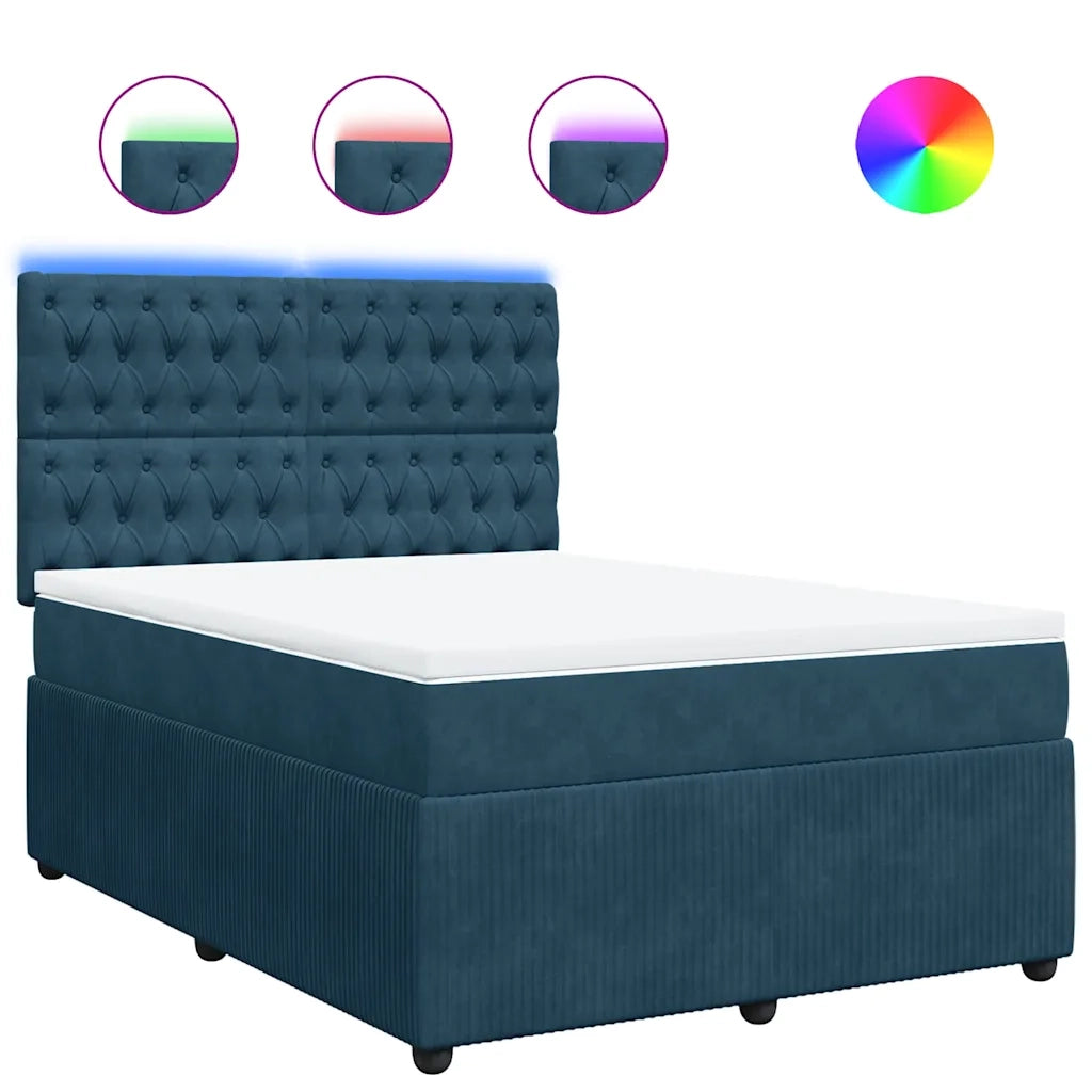 Giroletto a Molle con Materasso Blu 140x190 cm in Velluto