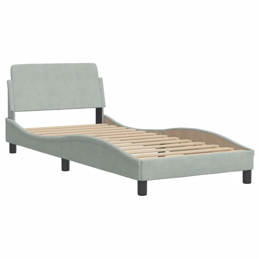 Giroletto con LED senza Materasso-Struttura Letto Hanko Grigio Chiaro 80x200 cm in Velluto