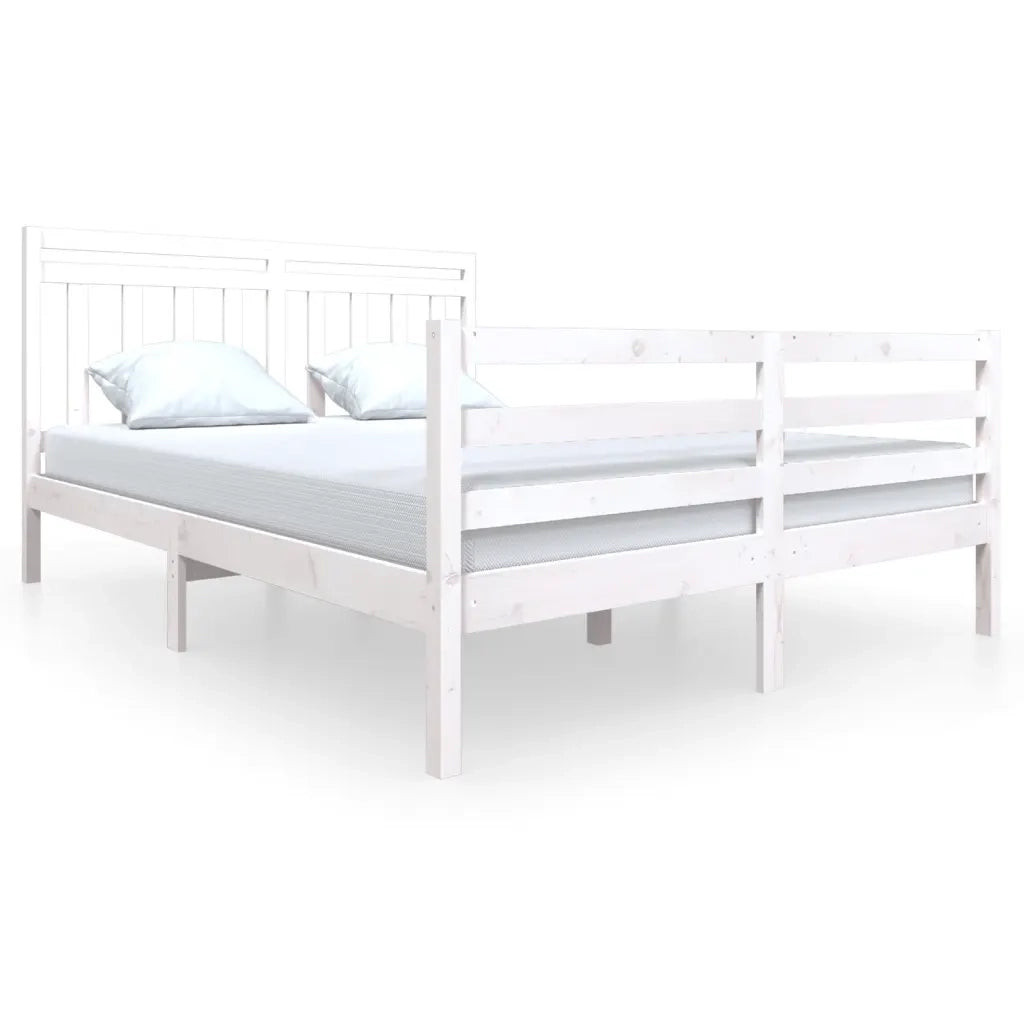 Giroletto-Struttura Letto Bianco 150x200 cm King in Legno Massello 642600