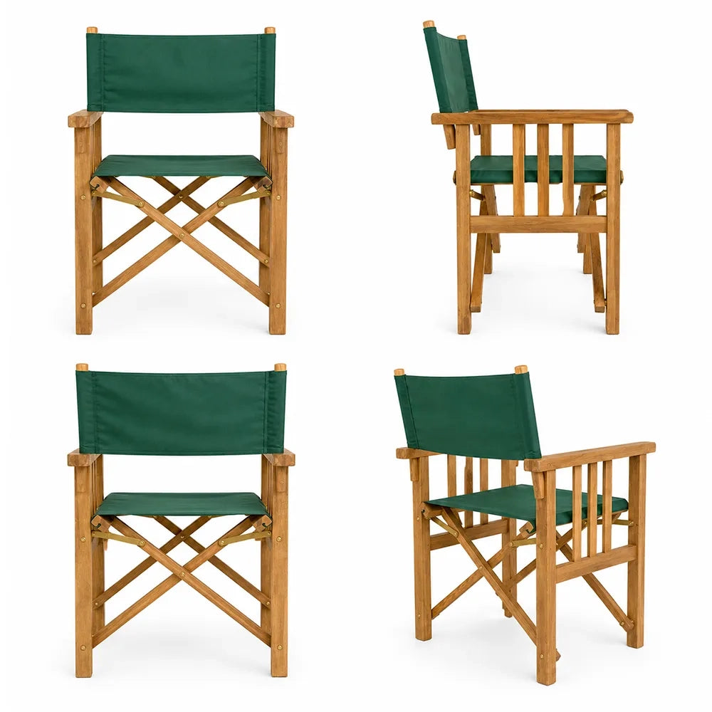 Sedia Regista pieghevole in Legno Teak e Tela Verde– Cannes