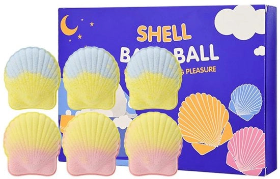Set di Sfere per il Bagno da 6 - Terapia Aromatica Rilassante - Idratante - Forma Conchiglia Colorata - Cura della Pelle - Esperienza di Bagno di Lusso - Sfere per il Bagno con Effetto di Bruciore
